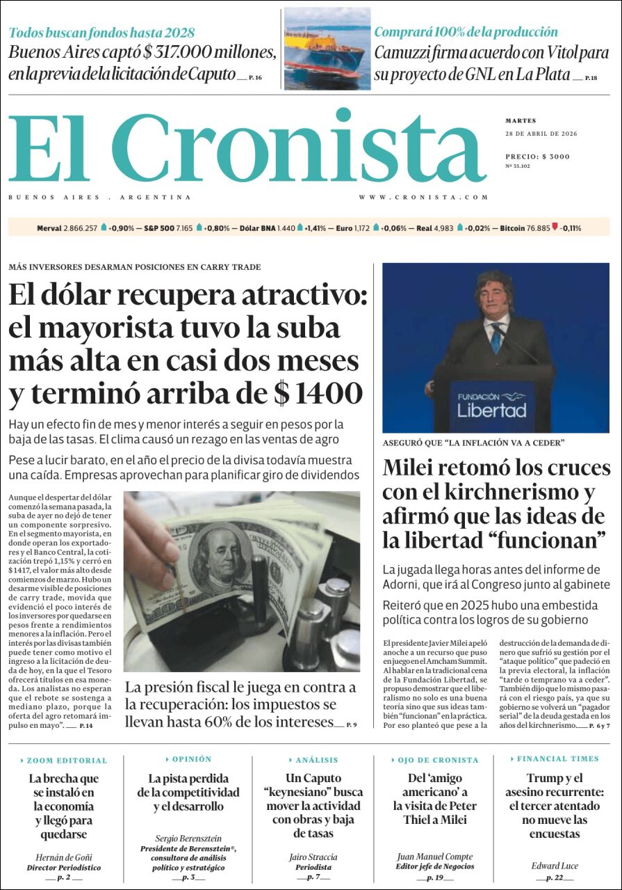 Media Panel - Developments and Systems | CLASICA RADIO - Tapa del diario Cronista